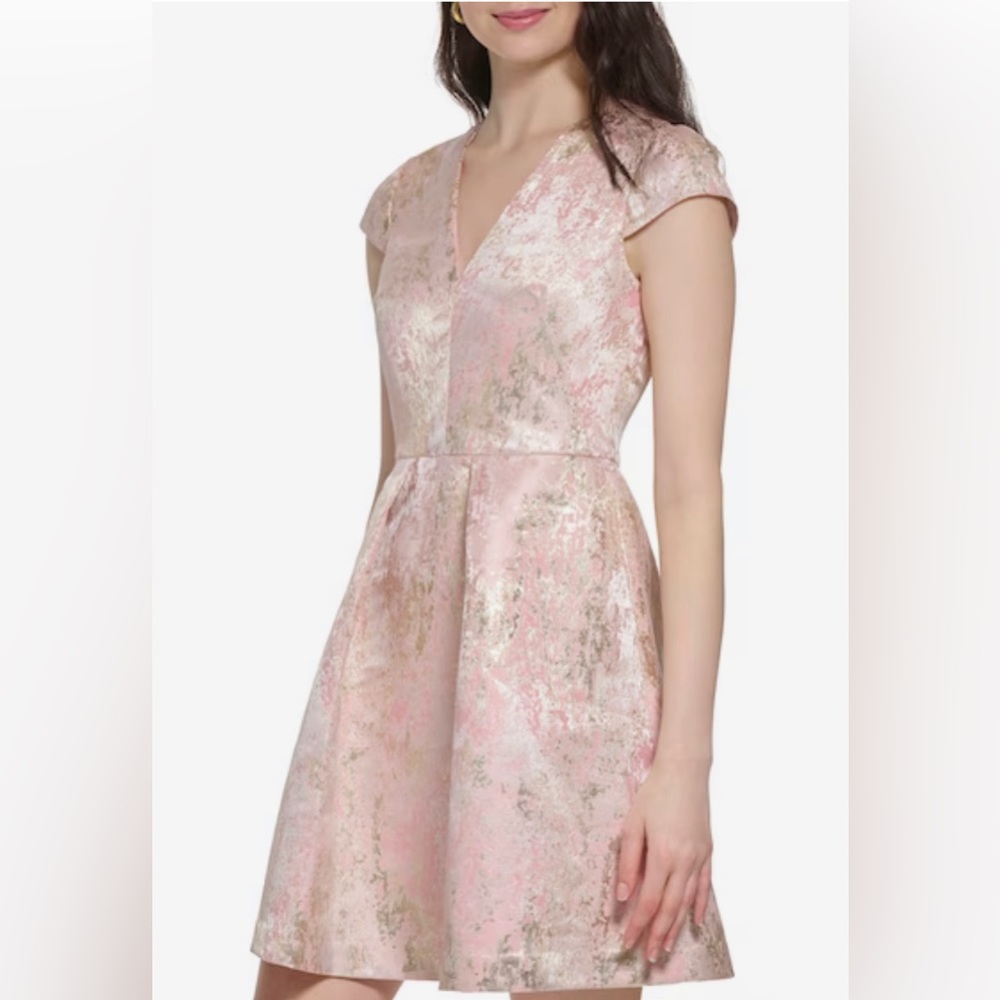 Vince Camuto Jacquard Cap-sleeve Dress fit & flare